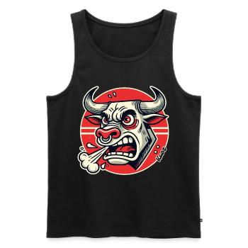 Wütender Bulle Retro-Logo - Männer Premium Bio Tank Top - Schwarz - Vorne - AI Model Male 178 light (178cm)
