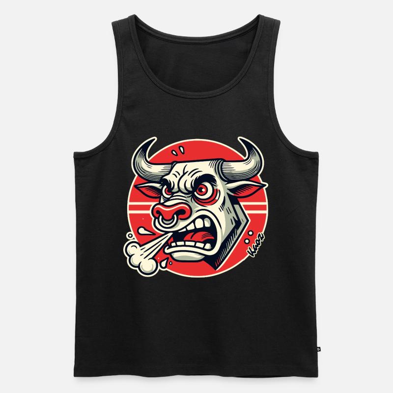 Wütender Bulle Retro-Logo - Männer Premium Bio Tank Top - Schwarz
