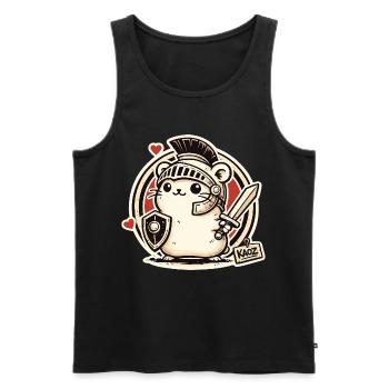 Gladiator Krieger Hamster mit Schild und Schwert - Männer Premium Bio Tank Top - Schwarz - Vorne - AI Model Male 178 light (178cm)