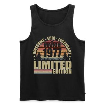Vintage März 1977 Jubiläum – März 1977 - Männer Premium Bio Tank Top - Schwarz - Vorne - AI Model Male 178 light (178cm)