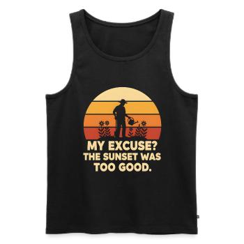 Gärtner in der Sonne: Entschuldigung angenommen - Männer Premium Bio Tank Top - Schwarz - Vorne - Michal (187cm)