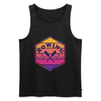 Rowing Heartbeat Vintage - Men's Premium Organic Tank Top - black - Front - Michal (187cm)