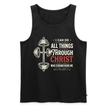 Christliche Stärke Philippians 4:13 - Männer Premium Bio Tank Top - Schwarz - Vorne - AI Model Male 178 light (178cm)