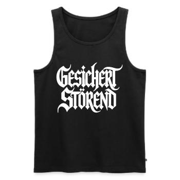 Gesichert Störend - Gothic Schrift - Rebellisch - Männer Premium Bio Tank Top - Schwarz - Vorne - AI Model Male 178 light (178cm)