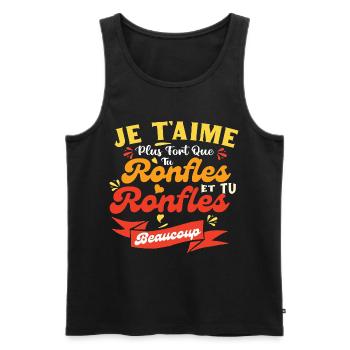 St Valentin Couple Plus Que Tu Ronfles Je t'aime - Débardeur bio Premium Homme - noir - Devant - Michal (187cm)