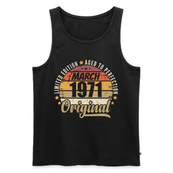 55. 55 Year Anniversary Limited Edition März 1971 - Männer Premium Bio Tank Top - Schwarz - Vorne - AI Model Male 178 light (178cm)