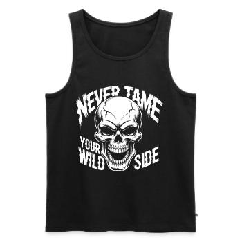Never Tame Your Wild Side Skull – Gothic Design - Männer Premium Bio Tank Top - Schwarz - Vorne - Michal (187cm)
