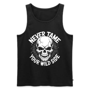 Never Tame Your Wild Side Skull – Gothic Design - Männer Premium Bio Tank Top - Schwarz - Vorne - Michal (187cm)