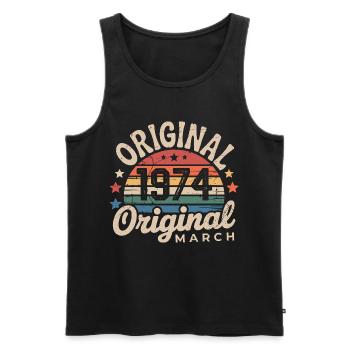 Geboren im März 1974, Ausgabe 1974, Vintage März 1974 - Männer Premium Bio Tank Top - Schwarz - Vorne - Michal (187cm)