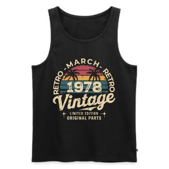 Anniversaire Mars 1978 Édition Limitée Retro March - Débardeur bio Premium Homme - noir - Devant - Michal (187cm)