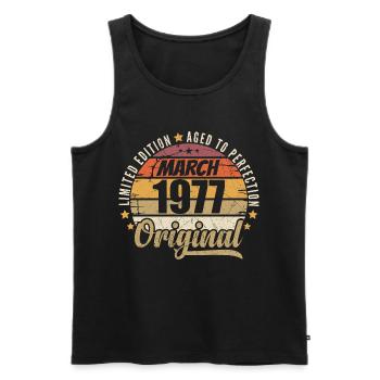 49. Anniversary 49 Years Limited Edition März 1977 - Männer Premium Bio Tank Top - Schwarz - Vorne - AI Model Male 178 light (178cm)
