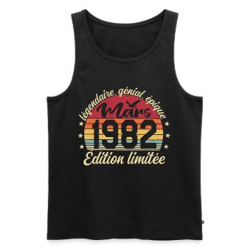 März 1982 44 Jahre Geburtstagsgeschenk März 1982 - Männer Premium Bio Tank Top - Schwarz - Vorne - Michal (187cm)