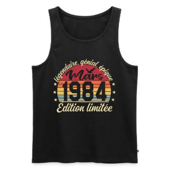 März 1984 42 Jahre Geburtstagsgeschenk März 1984 - Männer Premium Bio Tank Top - Schwarz - Vorne - AI Model Male 178 light (178cm)