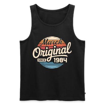 Legendary since march 1984 - Men's Premium Organic Tank Top - black - Front - Michal (187cm)