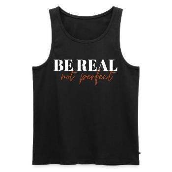 Be Real Not Perfect ! - Männer Premium Bio Tank Top - Schwarz - Vorne - Michal (187cm)
