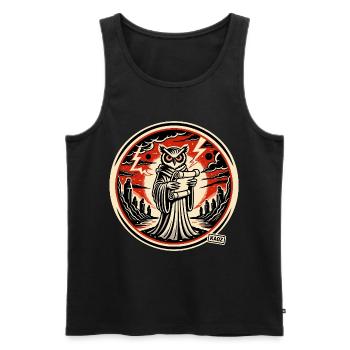 Clever Owl with Letter - Men's Premium Organic Tank Top - black - Front - AI Model Male 178 light (178cm)