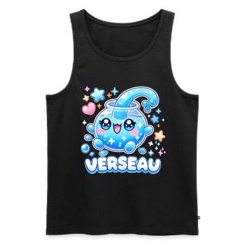 T-shirt Verseau kawaii – Signe astrologique mignon - Débardeur bio Premium Homme - noir - Devant - Michal (187cm)