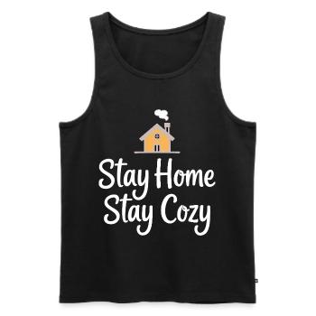 Stay Home Stay Cozy Haus Gemütlichkeit - Männer Premium Bio Tank Top - Schwarz - Vorne - Michal (187cm)