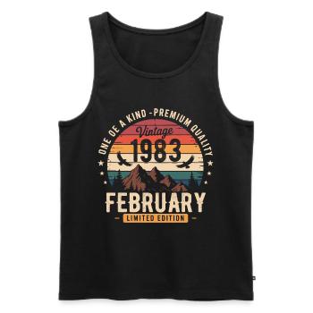 Februar 1983 Vintage-Geburtstag Februar 1983 - Männer Premium Bio Tank Top - Schwarz - Vorne - Michal (187cm)