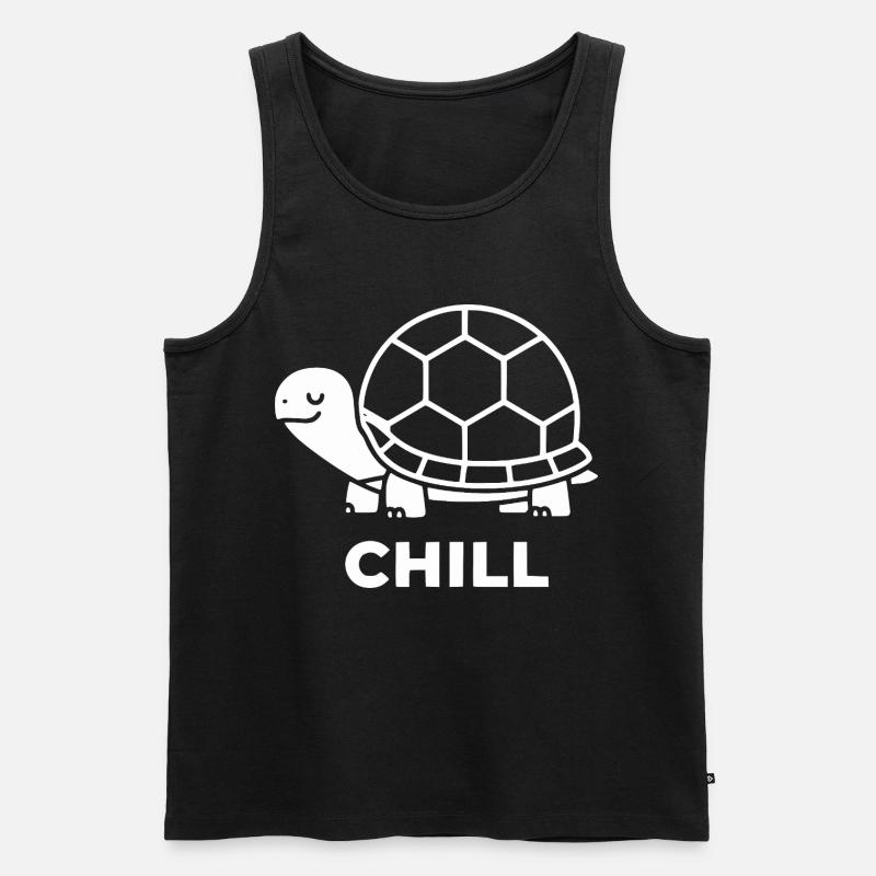 Chill Schildkröte Linienkunst - Männer Premium Bio Tank Top - Schwarz