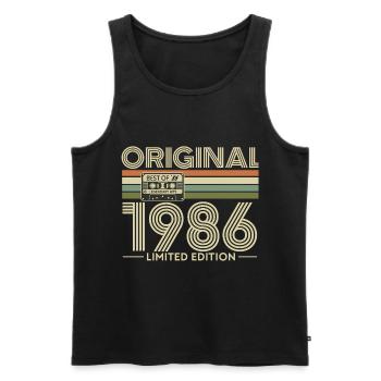 Original 1986 Limited Edition Retro Tee - Men's Premium Organic Tank Top - black - Front - Michal (187cm)