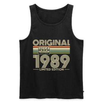 Original 1989 Limited Edition Cassette - Men's Premium Organic Tank Top - black - Front - AI Model Male 178 light (178cm)