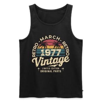 Born in March 1977 edition 1977 Vintage March 1977 - Men's Premium Organic Tank Top - black - Front - Michal (187cm)
