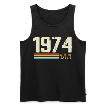 Février 1974 - Février 1974 Anniversaire 1974 - Débardeur bio Premium Homme - noir - Devant - Michal (187cm)