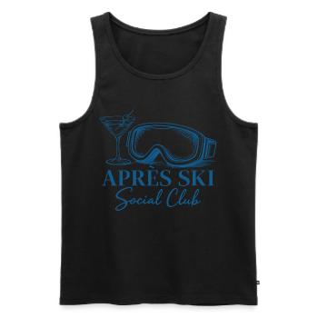 Après Ski Club Cocktail Ski Vacances d’hiver - Débardeur bio Premium Homme - noir - Devant - AI Model Male 178 light (178cm)
