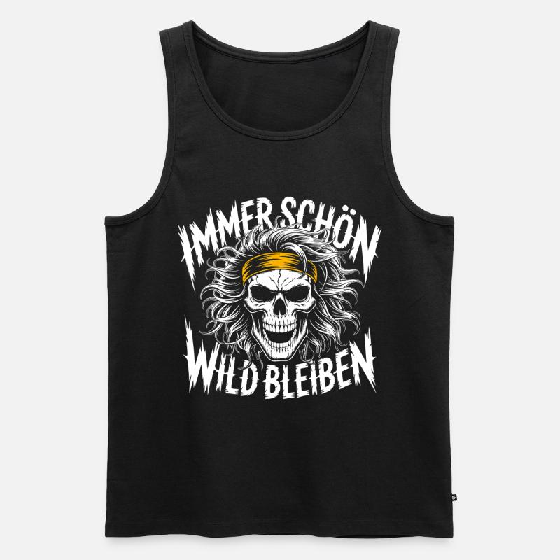 Schädel mit Headband Rock-Print - Männer Premium Bio Tank Top - Schwarz