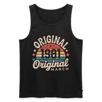 Anniversary March 1981 Limited Edition Retro March - Men's Premium Organic Tank Top - black - Front - Michal (187cm)