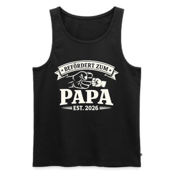 Papa 2026 Befördert Zum Stolzer Vater - Männer Premium Bio Tank Top - Schwarz - Vorne - Michal (187cm)