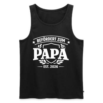 Papa Est 2026 Promotion Dad-to-be - Men's Premium Organic Tank Top - black - Front - Michal (187cm)