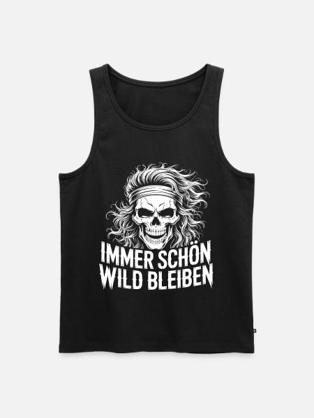 Totenkopf mit wildem Haar - Männer Premium Bio Tank Top - Schwarz