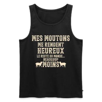 My sheep make me happy Humor breeder - Men's Premium Organic Tank Top - black - Front - AI Model Male 178 light (178cm)