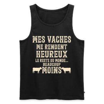 Meine Kühe machen mich glücklich Humorzüchter - Männer Premium Bio Tank Top - Schwarz - Vorne - AI Model Male 178 light (178cm)
