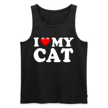 J’adore mon design adorateur de chat mignon - Débardeur bio Premium Homme - noir - Devant - AI Model Male 178 light (178cm)