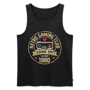 March 1980 Birthday Gift March 1980 Born - Men's Premium Organic Tank Top - black - Front - AI Model Male 178 light (178cm)