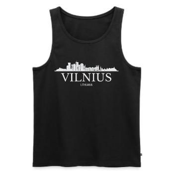 Vilnius Skyline, Vilnius Lithuania - Men's Premium Organic Tank Top - black - Front - AI Model Male 178 light (178cm)