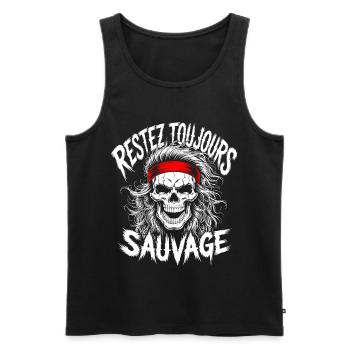 Stay Wild Always Skull - Men's Premium Organic Tank Top - black - Front - Michal (187cm)