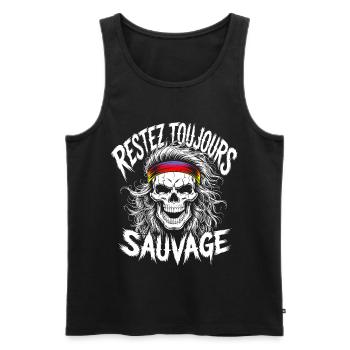Stay Wild Always Skull - Men's Premium Organic Tank Top - black - Front - Michal (187cm)