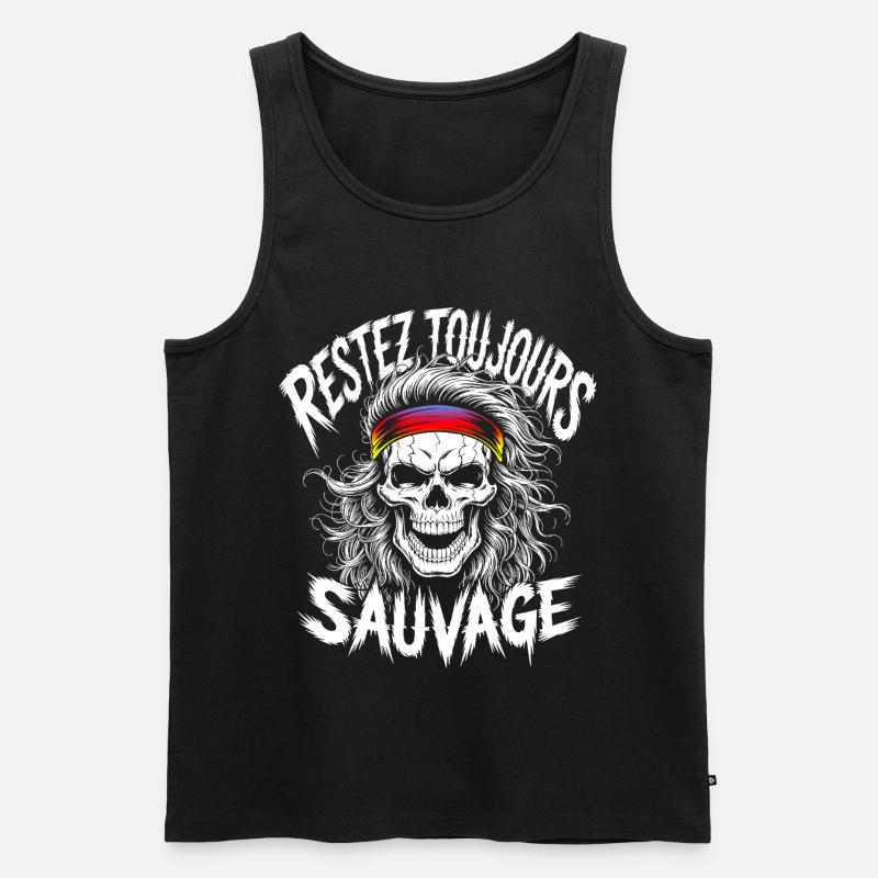Bleib wild Immer Schädel - Männer Premium Bio Tank Top - Schwarz