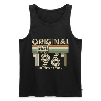 Original 1961 Retro Limited Edition - Débardeur bio Premium Homme - noir - Devant - AI Model Male 178 light (178cm)