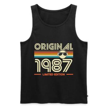 Original 1987 Édition Retro - Débardeur bio Premium Homme - noir - Devant - AI Model Male 178 light (178cm)