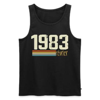 February 1983 - February 1983 Anniversary 1983 - Men's Premium Organic Tank Top - black - Front - AI Model Male 178 light (178cm)