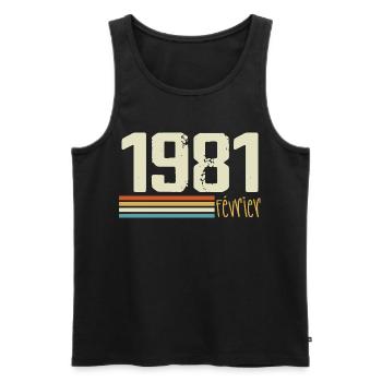 February 1981 - February 1981 Anniversary 1981 - Men's Premium Organic Tank Top - black - Front - Michal (187cm)