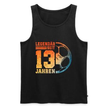 13e anniversaire Football 13 ans Garçon Adolescent - Débardeur bio Premium Homme - noir - Devant - Michal (187cm)