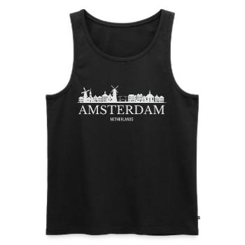 Amsterdam skyline, Amsterdam Netherlands - Men's Premium Organic Tank Top - black - Front - Michal (187cm)