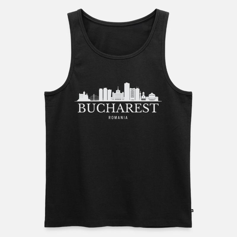 Bukarest Skyline, Bukarest, Rumänien - Männer Premium Bio Tank Top - Schwarz