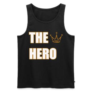 THE HERO – Bold & Powerful Statement Design - Men's Premium Organic Tank Top - black - Front - AI Model Male 178 light (178cm)